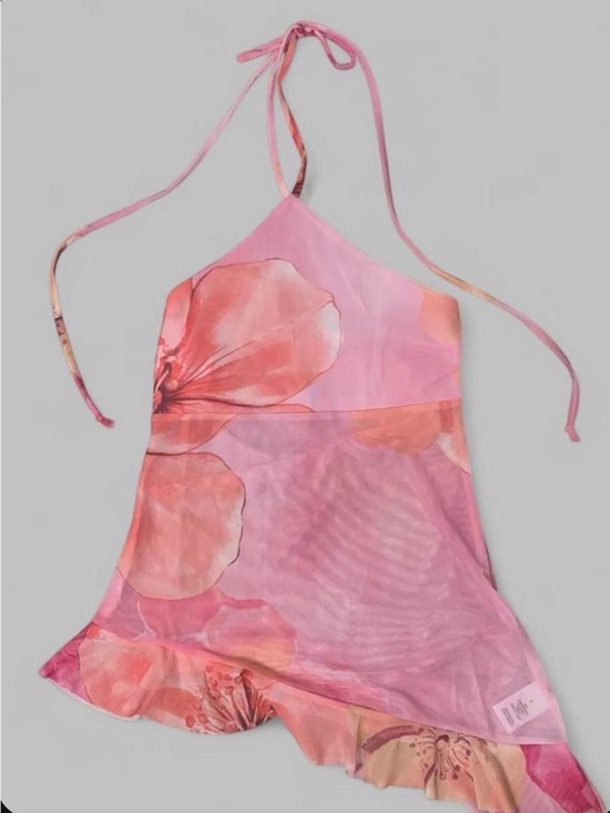 Autmn Sunset Tops - Pink Floral Halter Top